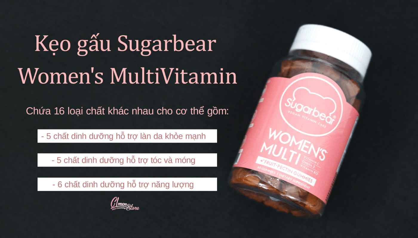 Gói 3 tháng - Kẹo gấu Sugarbear Women's Multi Vitamin - 180 viên