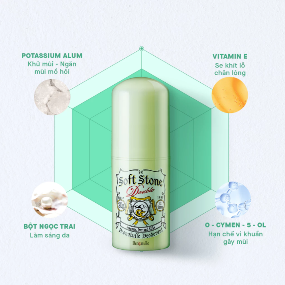 Lăn khử mùi đá khoáng sáng da Deonatulle Soft Stone Double Color Deodorant 