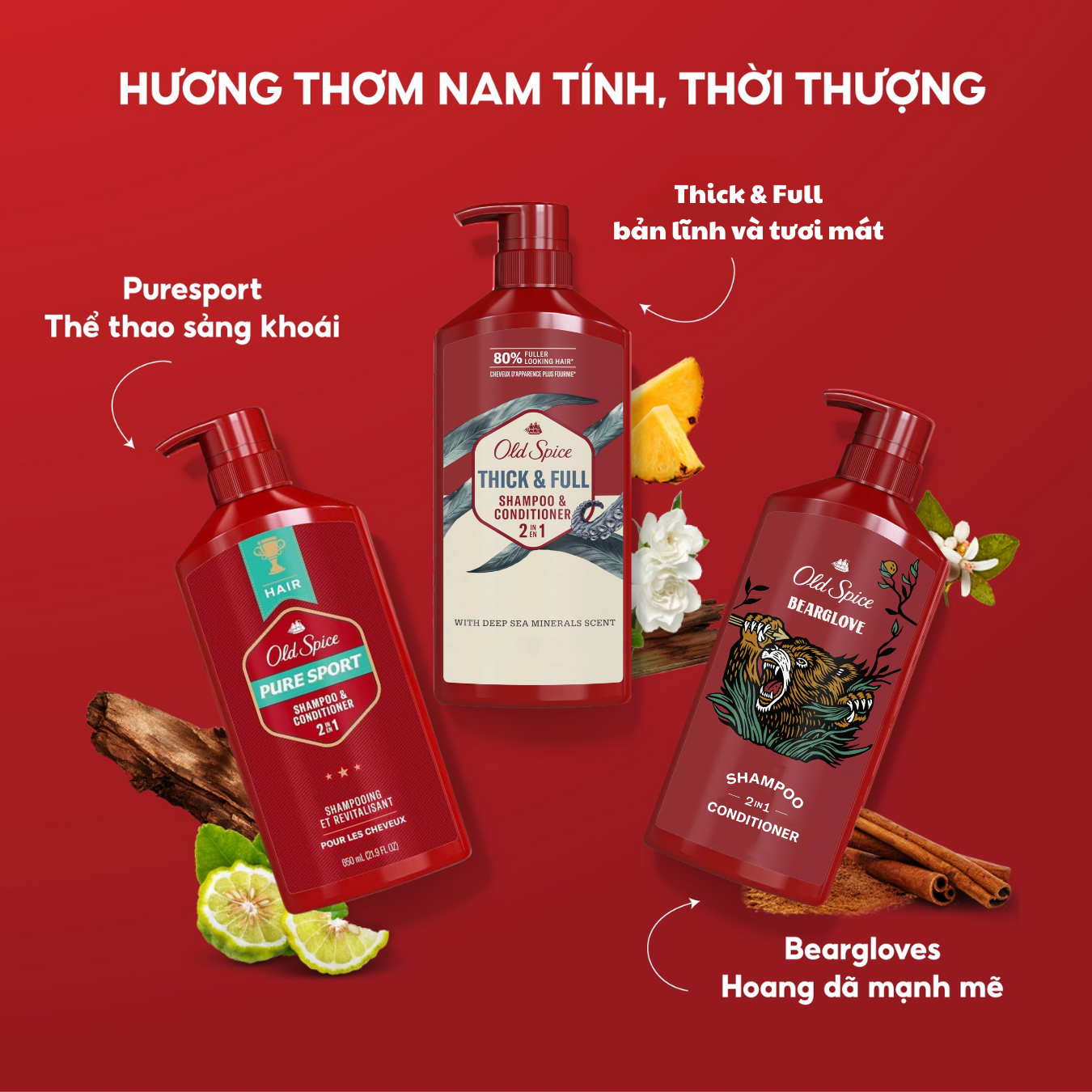 Dầu gội xả 2 trong 1 Old Spice Pure Sport