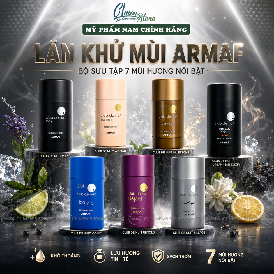 Lăn khử mùi Armaf Club De Nuit - BST 8 Mùi hương - 75gr 11 lăn khử mùi armaf
