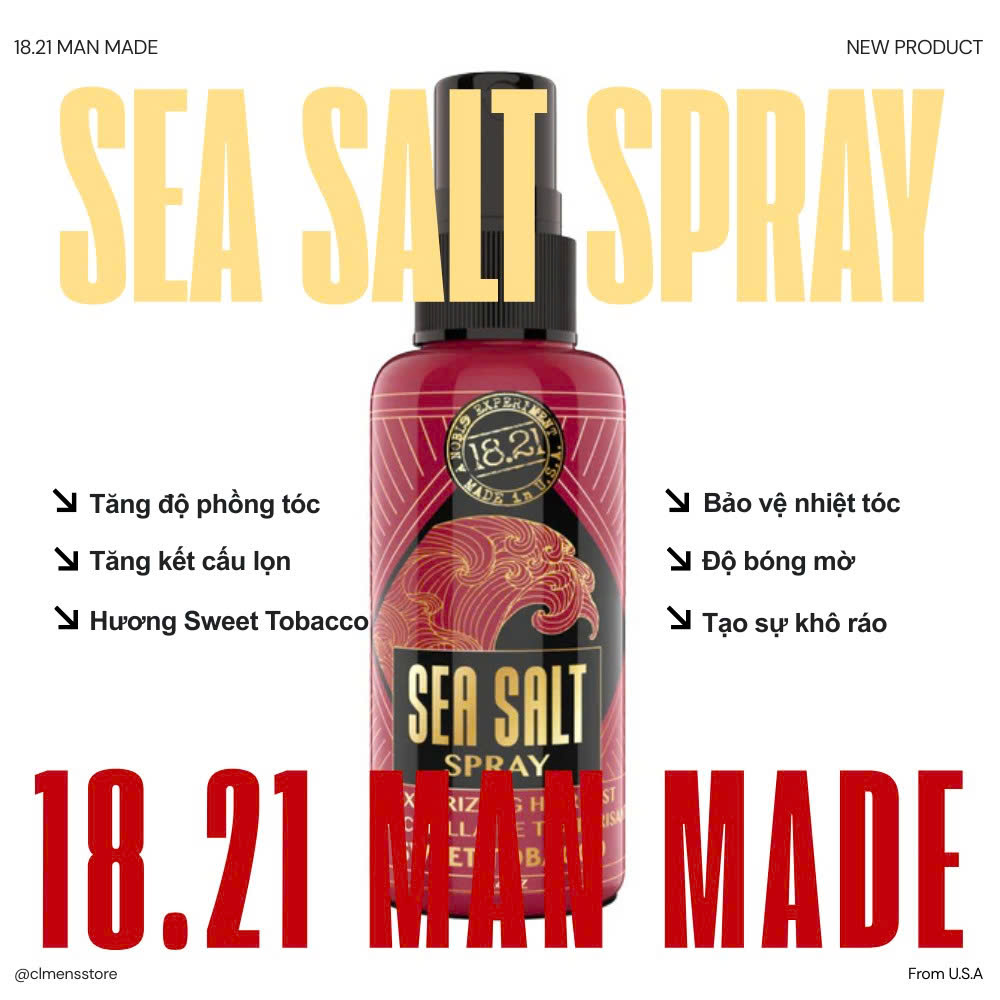 xịt tạo phồng tóc 18.21 Man Made Sea Salt Spray 
